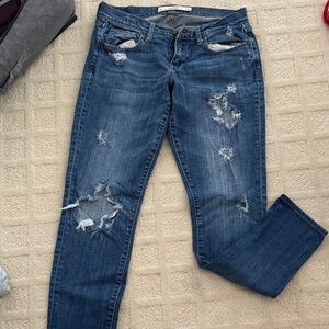 American Eagle Outfitters Medium Blue Ripped Skinny Jeans